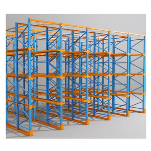 Scaffalatura Industriale in Acciaio per Magazzino, Telaio Blu con Ripiani <span class=keywords><strong>Arancioni</strong></span>, Scaffali Resistenti per Supermercati Commerciali - Product Image 3