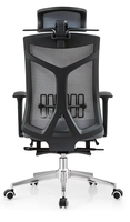 Chaise de bureau à dossier haut en maille avec appui-tête, accoudoirs réglables, support lombaire, mécanisme d'inclinaison, base chromée et roulettes pour le lieu de travail