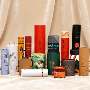 Cajas de Regalo Redondas Cilíndricas de Papel Sellado de Grado Alimenticio con Carcasa de Color Personalizada, Impresas a Color y Engrosadas para Empaque de Té - Product Image 4