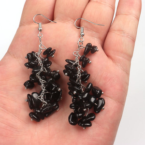 <span class=keywords><strong>Boucles</strong></span> <span class=keywords><strong>d</strong></span>'<span class=keywords><strong>oreilles</strong></span> pendantes Bohème en éclats de cristal naturel avec pompon, plaqué argent, faites à la main pour femme, <span class=keywords><strong>7</strong></span> <span class=keywords><strong>chakras</strong></span>, yoga, pierre naturelle - Product Image 3