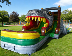 Château gonflable géant pour enfants, monstre <span class=keywords><strong>de</strong></span> <span class=keywords><strong>rivière</strong></span> <span class=keywords><strong>de</strong></span> 18 pieds, toboggan gonflable, combo maison, dinosaure T-Rex, combo rebond et toboggan - Product Image 4