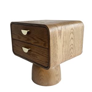 Vente en gros de table de chevet en bois à 2 tiroirs, forme minimaliste, mobilier de chambre traditionnel pour salon, hôtel - Product Image 2