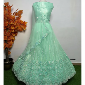 เซ็ตชุดแต่งงานแบบชาวอินเดียทำด้วยมือชุดสำหรับเจ้าสาว lehenga 3เมตร Flair dupatta เย็บปักสำหรับปาร์ตี้ฤดูหนาวเก็บไว้ - Product Image 1