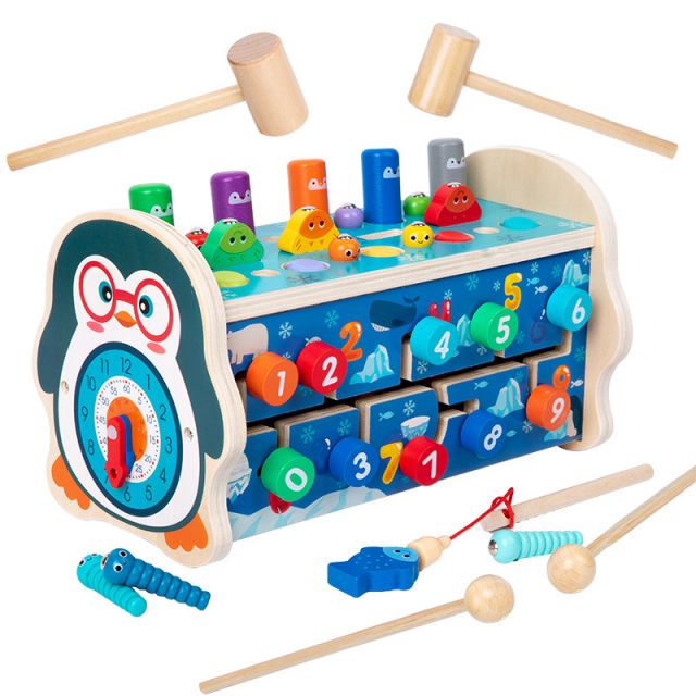 Wholesale early education educational toys kids enlightenment wooden percussion instruments fishing toys