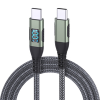 Cable USB C a USB C de 3 pies, 6 pies, 10 pies con Pantalla LED Digital HD, 100W, E-mark, 5A, Carga Rápida, Cable de Datos para Laptop Macbook