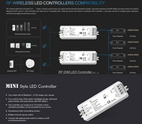 V1 Push Dim 1CH 8A 5V 12V 24V 36V DC Tension constante CV Télécommande LED Gradateur