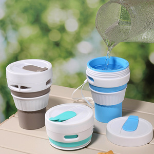 Tazas de Café Plegables de Silicona Portátiles en Oferta, Taza de Café Práctica para Exteriores, Tazas de Silicona Anti-quemaduras con Tapas - Product Image 4