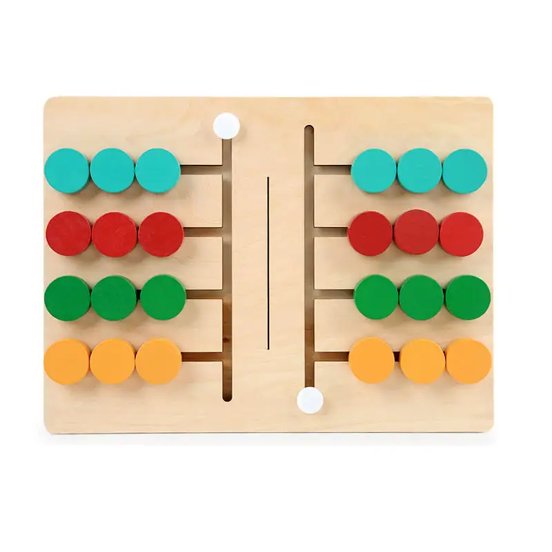 Vierfarbiges Schach-Logikspiel hölzernes Spielzeug für Kinder im Vorschulenalter unterhaltsame pädagogische Aktivität zur Förderung der Hirnentwicklung