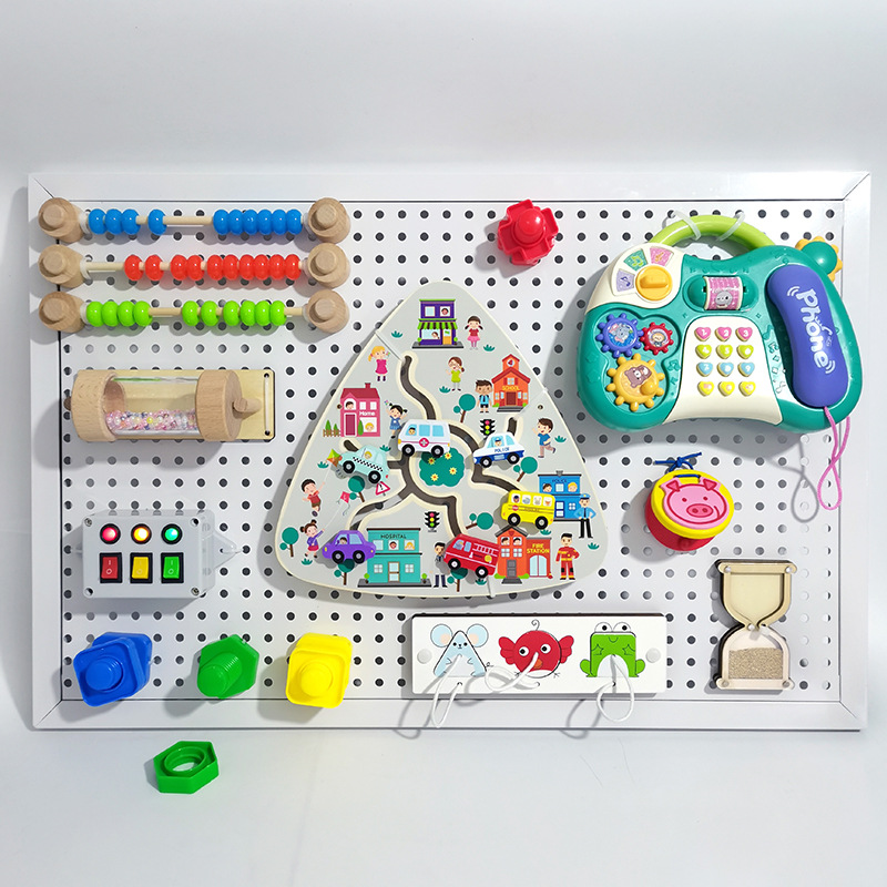 DIY Install Peg Board Busy Board with Plastic or Metal Backboard - Children's Educational Toy -