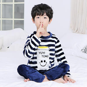 Nuevos Productos: Pijamas de Franela a Rayas con Estampados de Dibujos Animados de Manga Larga para Bebés Niños, Ropa de Dormir de Invierno, Desde China - Product Image 4