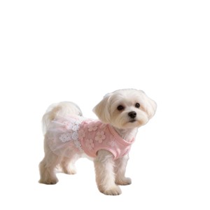 Vestido para Cães Primavera Verão Estilo Princesa Fino com Estampa de Flor de Pessegueiro para Cães de Pequeno e Médio Porte - Product Image 1
