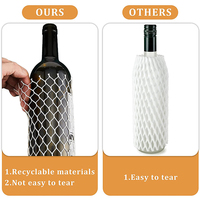 Filet en plastique pour pièces métalliques, couvercle à manchon en maille de bouteille de vin/emballage à fleur rose
