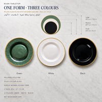 Assiettes de présentation en verre coloré avec bord doré, 13 pouces, finition martelée à la main, style scandinave, pour service de restauration hôtelière