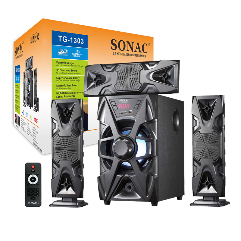 SONAC TG-1303 nuovo 5.1 usb 3d scheda audio molo altoparlante vitron woofer custodia frontale in plastica