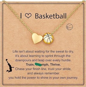 Collar con Colgante <span class=keywords><strong>de</strong></span> Corazón Chapado en Oro en Oferta, con Tarjeta, para Béisbol, Baloncesto, Fútbol, Collar <span class=keywords><strong>de</strong></span> la <span class=keywords><strong>Amistad</strong></span>, Joyería Deportiva - Product Image 3