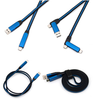 Kabel Pengisi Daya 6 in 1 PD 3A 20V, Kabel Pengisi Daya Multi Bahan Kain Terjalin Aluminium Alloy, Transfer Data 480Mbps untuk Tipe C, IOS, Micro USB