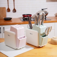 Étagère de rangement de cuisine carrée multifonctionnelle créative, porte-couteaux, porte-ustensiles, porte-cuillères, finition élégante, matériau PP, portable, moderne