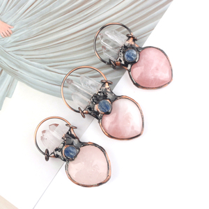 Pendentifs en pierres de cristal naturelles enveloppées à l'ancienne pour femmes, ornements en cristal naturel de guérison en gros - Product Image 4