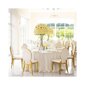 Chaises de banquet de mariage en acier inoxydable de haute qualité, couleur blanche et dorée, meubles de décoration pour événements - Product Image 1