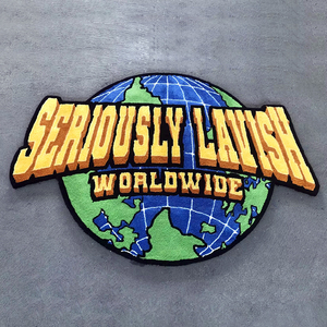 Tapis rond épais à poils longs avec motifs de cartes <span class=keywords><strong>du</strong></span> <span class=keywords><strong>monde</strong></span> en relief 3D, texture visuelle 3D personnalisée, bleu autour, design sculpté en 3D pour la salle à manger - Product Image 2