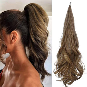Extensiones de Cabello Natural con Cola de Caballo Larga de 32 Pulgadas, Extensiones Onduladas Sintéticas Flexibles para Envolver Alrededor de la Cola de Caballo para Mujer - Product Image 1