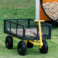 Chariot de jardin robuste en acier grande capacité pour extérieur, chariot à benne basculante pour pelouse et jardin, chariot à benne en maille