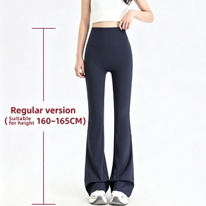Women High Waist Elastic Waist Flare <b>Yoga</b> <b>Pants</b> Tummy Control Breathable Full Length <b>Bootcut</b> - Product Image 2