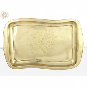 Plateau décoratif imprimé d'arbre en laiton fait à la main de 15 pouces pour la maison Article de décoration unique pour la maison - Product Image 1