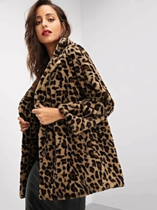 KY <strong>Plus</strong> <strong>Size</strong> 100%polyester Winter Notch Collar Leopard Print Jacket <strong>Teddy</strong> <strong>Coat</strong> Fur <strong>Coats</strong> for Women - Product Image 2