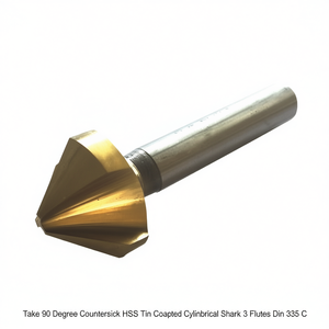 Ttake 90 Degree Countersink Hss TiN Coated Cylindrical Shank 3 Flutes Din 335 <b>C</b> - Product Image 2