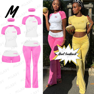 2025 Set da donna Loungewaer con Logo personalizzato in cotone ghepardo leopardato con stampa donna 2 pezzi pantaloni svasati Set 2025 autunno inverno - Product Image 5