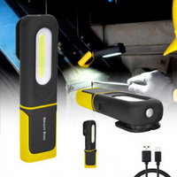 Lampe de travail portable LED rechargeable Bright Bird 350 lumens, étanche, avec corps rotatif à 360 degrés, aimant COB