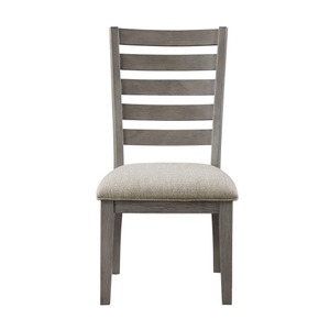 Trea 23 Inch Tufted Side Dining Chairs Set of 2 <b>Ladder</b> Back Gray Beige Cushioned Seat for Living Room Bedroom Office Furniture - Product Image 3