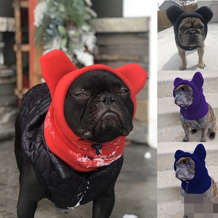 Joysing European and American Style Casual Warm Fleece Hat Cover Pure Color Cute Pet Apparel Accessory for Dogs