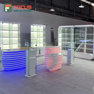 Tall Smoke Shop Display Cabinet Wood Glass Showcase Counter LED Lighting Tobacco Display Cabinet - Product Image 5