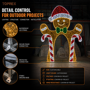Arche lumineuse géante commerciale en forme de bonhomme de pain d'épices pour l'entrée de centre commercial, point photo, affichage de Noël, plan d'approvisionnement pour projets - Product Image 3