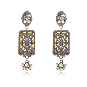 Orecchini pendenti geometrici intagliati in stile palazzo etnico con Design Vintage orecchini di strass lucidi per donna - Product Image 6