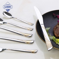 Ensemble de cuillères à soupe en acier inoxydable avec manche en spirale plaqué or, prêtes à être expédiées, pour restaurants et cadeaux promotionnels