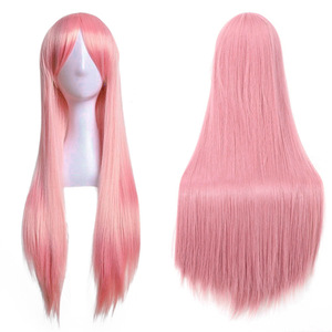Perruque de cosplay transfrontalière universelle, cheveux longs et raides colorés de 80 cm, style européen et américain, article le plus vendu, stock AliExpress élevé - Product Image 2