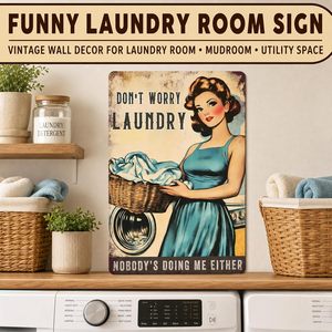 <strong>Laundry</strong> Room Decor, Funny <strong>Laundry</strong> Signs Wall Decor, Don't Worry <strong>Laundry</strong> Vintage Metal <strong>Sign</strong> for Bathroom Mudroom Drying Area - Product Image 5