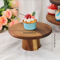 Piring Kayu Bulat Buatan Tangan Serbaguna, Alas Kue Kayu