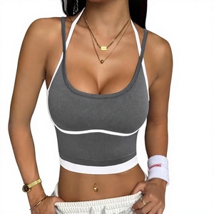 Contrast Trim Sport <b>Bra</b> Crisscross Straps | High Support Compression Bralette for Running | Durable Four Way <b>Stretch</b> OEM Service - Product Image 1