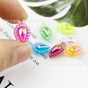 Colgante acrílico iridiscente en forma de lágrima de 12 mm, accesorios de joyería DIY para collares, pendientes y manualidades. - Product Image 2