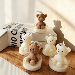 Bougie artisanale parfumée à l'ours, aromathérapie, écologique, pour les fêtes, les anniversaires, les baby shower, décoration de table esthétique, sculpture décorative - Product Image 2