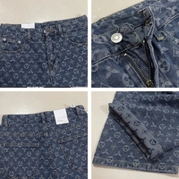 XINBO Streetstyle sottile Jacquard increspato allentato dritto Vintage Distressed Jean Bulk all'ingrosso Denim Jeans da uomo pantaloni Usa