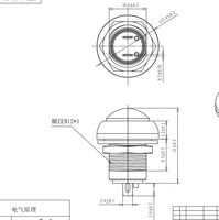 Interrupteur à bouton-poussoir Toowei 12 mm 2A 250V IP67 à deux broches momentané pour moto