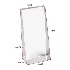 Trofeo in Vetro Trasparente 190X80X30 con Base in Legno, Cristallo, Ottone, Ferro e Carta, Stampa UV, Gadget per Fiere, Regali di Benvenuto - Product Image 2