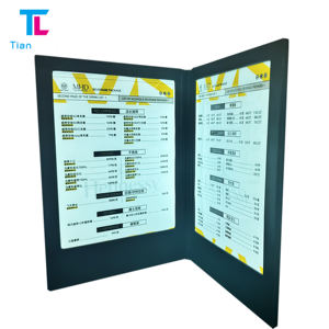Tianlang alta calidad PU cuero menú Insertar dos páginas vista LED iluminación restaurante menú pantalla para hoteles y restaurantes - Product Image 6