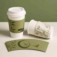 Manchon pour gobelet à café en carton blanc de qualité supérieure, impression couleur vive, surface lisse et enduite, taille personnalisée pour les cafés et les salons de thé