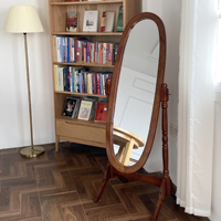 Wooden Frame Full Length Mirror Oval Free - Standing Dressing Mirror for Bedroom Living Room